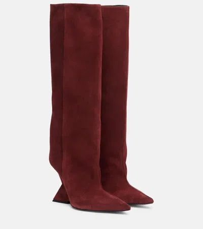 Attico Cheope 105 Suede Knee-high Boots In Red