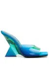 Attico 'cheope' Degrade Blue Mules With Pyramidal Wedge In Blue