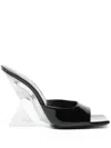 Attico Cheope Glossy Wedge Square-toe Mules In Black
