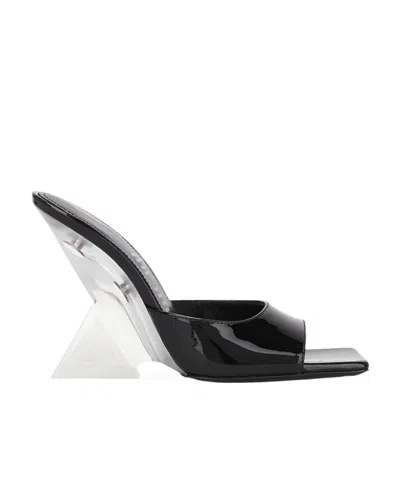 ATTICO THE ATTICO CHEOPE GLOSSY WEDGE SQUARE-TOE MULES