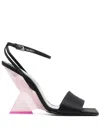 Attico Cheope Satin Sandals In Black