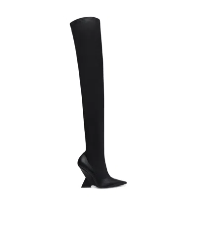 Attico 105mm Cheope Faux Leather Thigh Boots In Nero