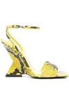 Attico Cheope 110mm Snake-effect Sandals In Yellow