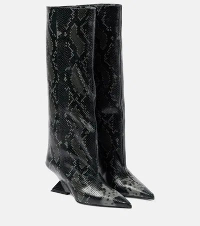 Attico Cheope 60 Leather Knee-high Boots In Black