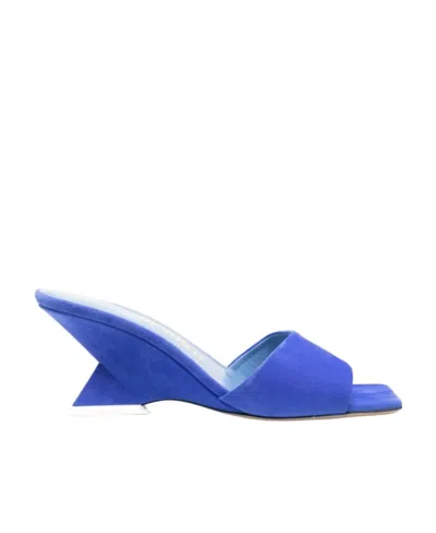 Attico Cheope 60mm Wedge Mules In Blue