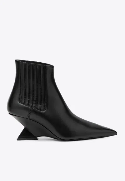 Attico Cheope 65 Wedge-heel Ankle Boots In Black