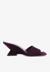 Attico Cheope 70 Suede Wedge Mules In Violet
