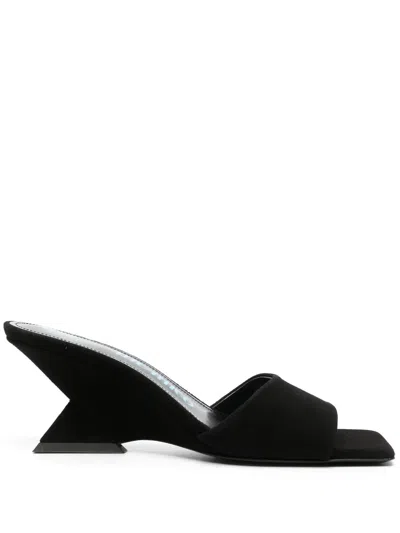 Attico Cheope 60mm Wedge Sandals In Black Silver
