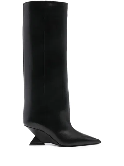 Attico 105mm Cheope Leather Tall Boots In Black