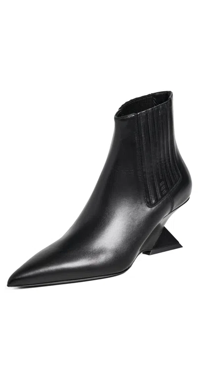Attico Pointed Toe Ankle Boots With Geometric Heel In Black