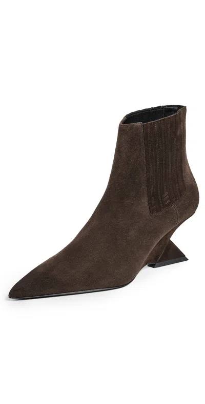 Attico Cheope Sculptural-wedge Ankle Boots In Brown