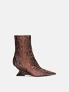 Attico Cheope Snake-effect Leather Ankle Boots In Brown/black