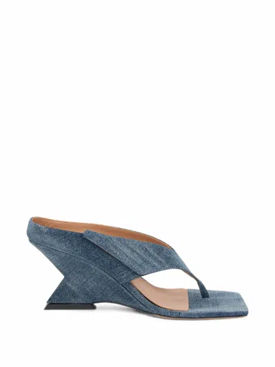 Attico Cheope Denim Sandals In Blue