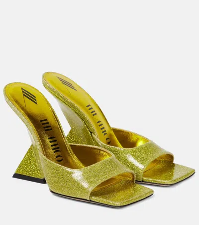 Attico Cheope Glitter Mules In Green