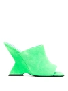 Attico 105mm Cheope Suede Wedge Mules In Green