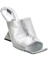 Attico Cheope 105mm Laminated Leather Mules In Silver