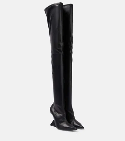 Attico 105mm Cheope Faux Leather Thigh Boots In Nero
