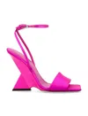 Attico Block Heel Ankle Strapped Sandals In Fluo Fuchsia