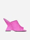 Attico Cheope Suede Mules In Fluo Pink