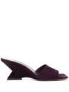 Attico Cheope 70 Suede Wedge Mules In Viola