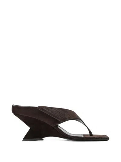 Attico Suede Sandals Open Toe Sculpted Heel In Brown