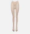 Attico Cheopissima Mesh Over-the-knee Boots In Beige
