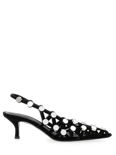 Attico The  Black Open Lattice Design Low-heeled Shoes