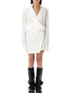 Attico Women's Striped Mini Shirt Dress In White