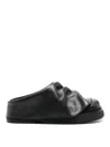 Attico Black Leather Mules