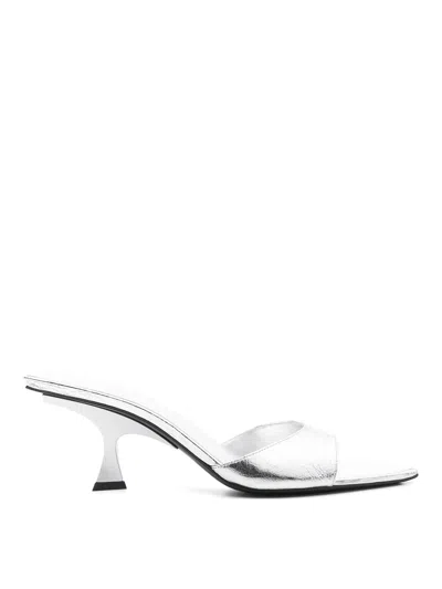 ATTICO LAMINATED LEATHER CRACKLED SILVER MULES