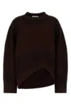 Attico Crew Neck Wool Cashmere Sweater Asymmetric Hem In Burgundy