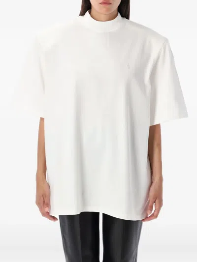 Attico Modern Mock Neck T-shirt With Relaxed Fit In White
