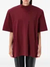 Attico Crewneck Mock Neck Logo Embroidered Top In Burgundy
