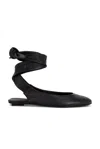 Attico Wrap Ankle Flat Sole Open Back Round Toe In Black