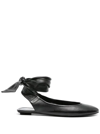 Attico Leather Pointed Toe Ballerinas In Black