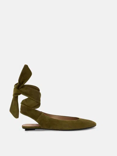 Attico ''cloe'' Ballerina Flat Military Green In Brown