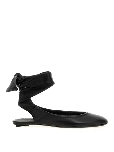 Attico Leather Pointed Toe Ballerinas In Black