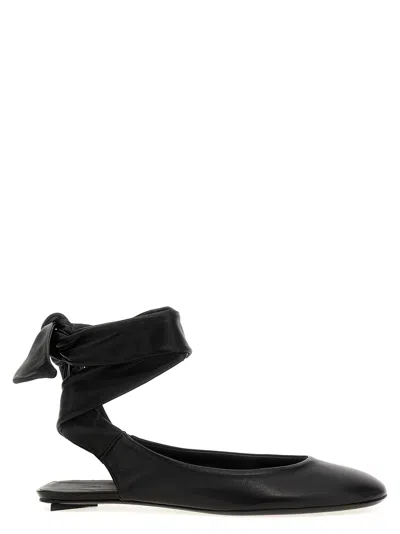 Attico Leather Pointed Toe Ballerinas In Black