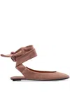 Attico Cloe Wraparound Leather Ballet Flats In Braun