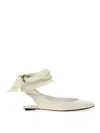 Attico Bridal Cloe Leather Slingback Flats In White