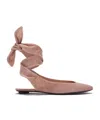 Attico Cloe Wraparound Leather Ballet Flats In Nude