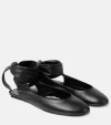 Attico Cloe Wraparound Leather Ballet Flats In Black