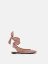 Attico Cloe Wraparound Leather Ballet Flats In Mud