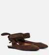 Attico Cloe Suede Slingback Flats In Brown