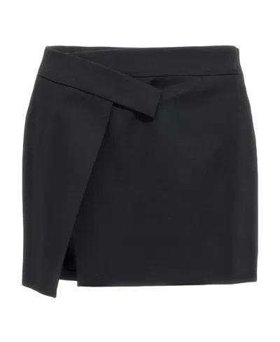 Attico Cloe Wrap Miniskirt In Black