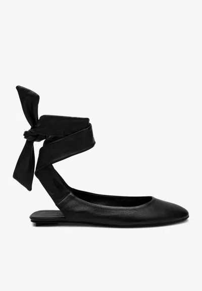 ATTICO CLOE WRAPAROUND LEATHER BALLET FLATS