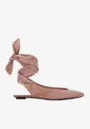 Attico Cloe Wraparound Leather Ballet Flats In Blush