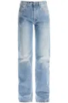 Attico Coated Boyfriend Pants With In Blue
