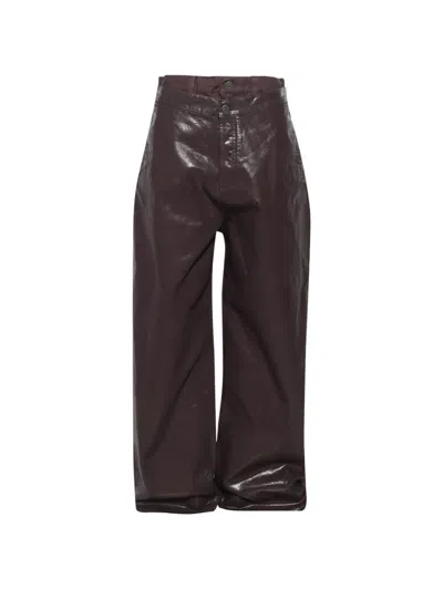Attico Coated High-waisted Trousers In Purple