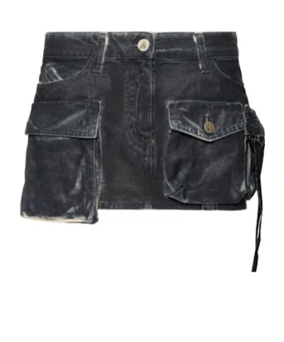 Attico Coated Skirt In Blue